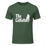 The Catfather Funny Cat Parody Fathers Day Gift Cat Father T-Shirt in Military Green - front view