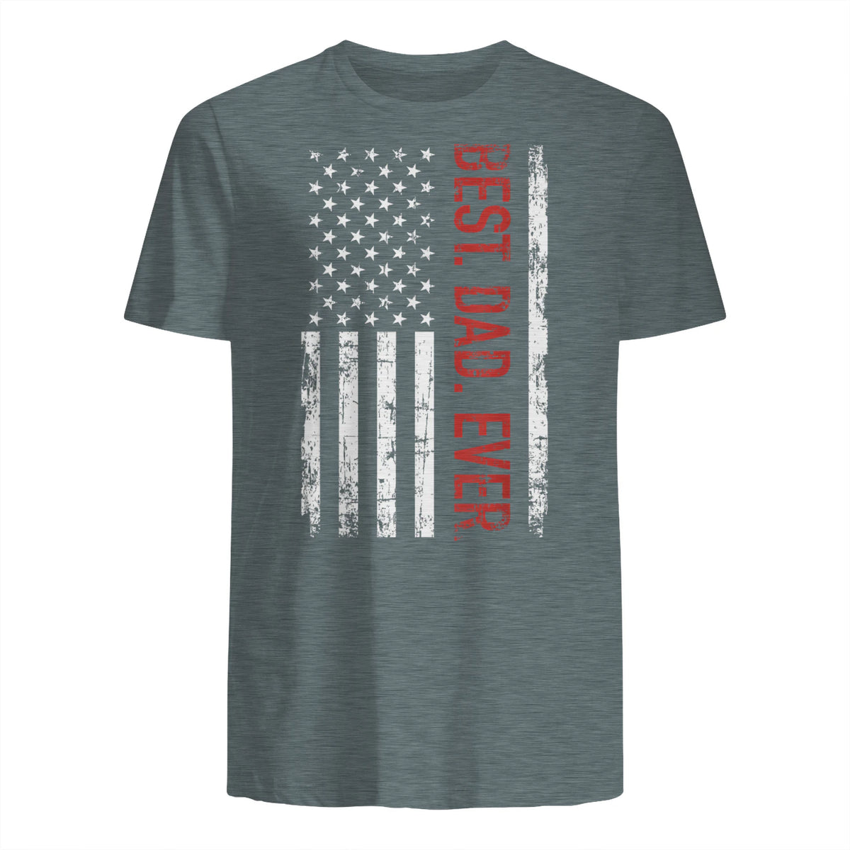 Best dad ever US american flag gift for father's day Short Sleeve in Dark Heather - back view