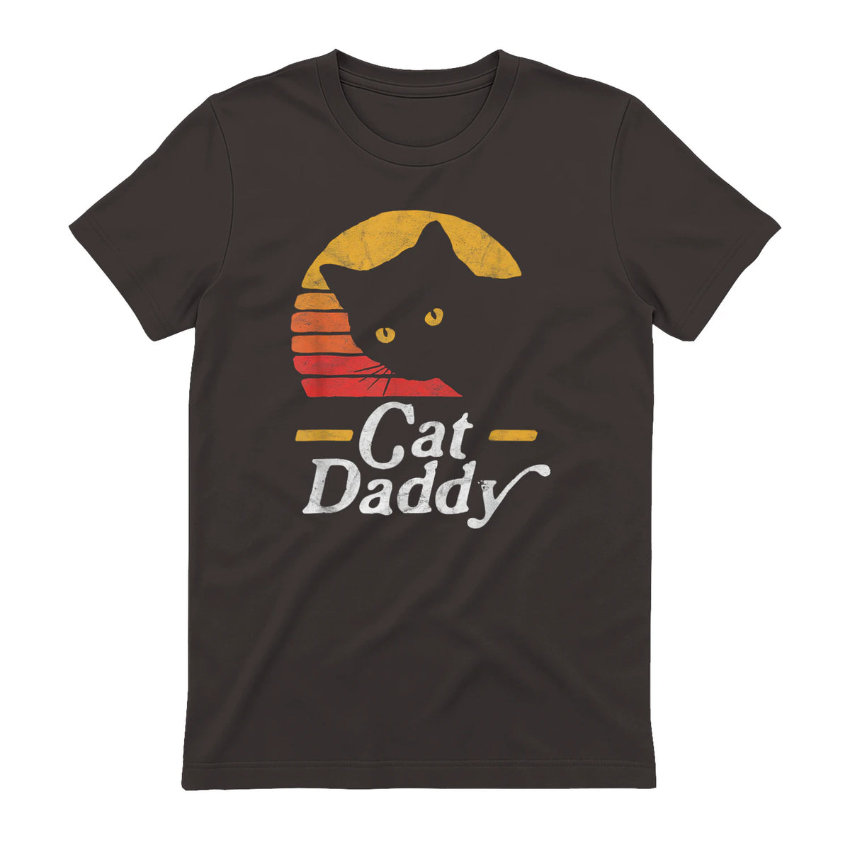 Cat Daddy Vintage Eighties Style Cat Retro Distressed in Dark Chocolate - back view