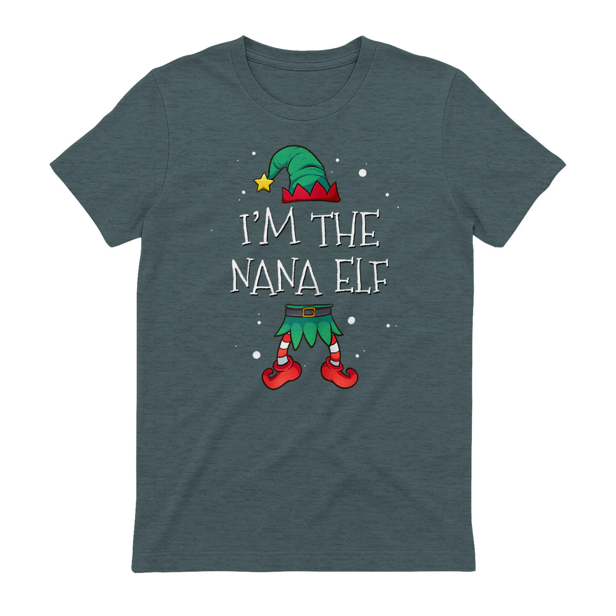 I'm The Nana Elf Shirt Matching Family Outfits Christmas in Dark Heather - back view
