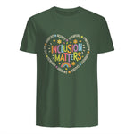 Inclusion Matters Special Education Teacher Autism Awareness in Military Green - back view