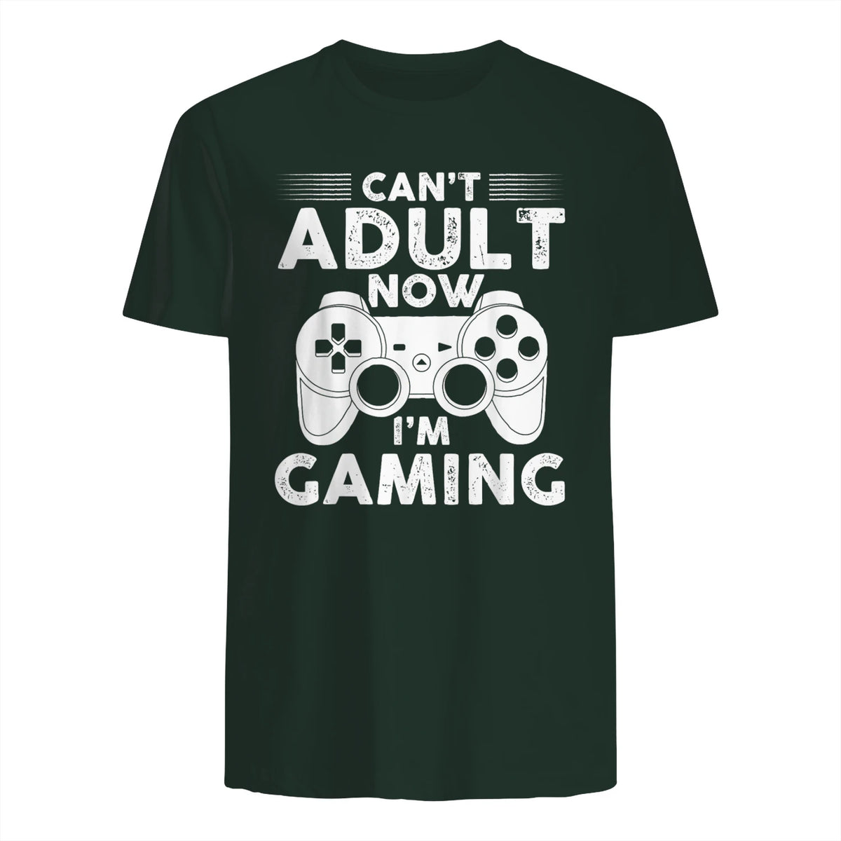 I Can't Adult Now I'm Gaming Gamer Console T-Shirt in Forest Green - back view