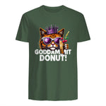 Donut Princess Cat Meme Tee – Kawaii Funny Cartoon Style T-Shirt in Military Green - back view