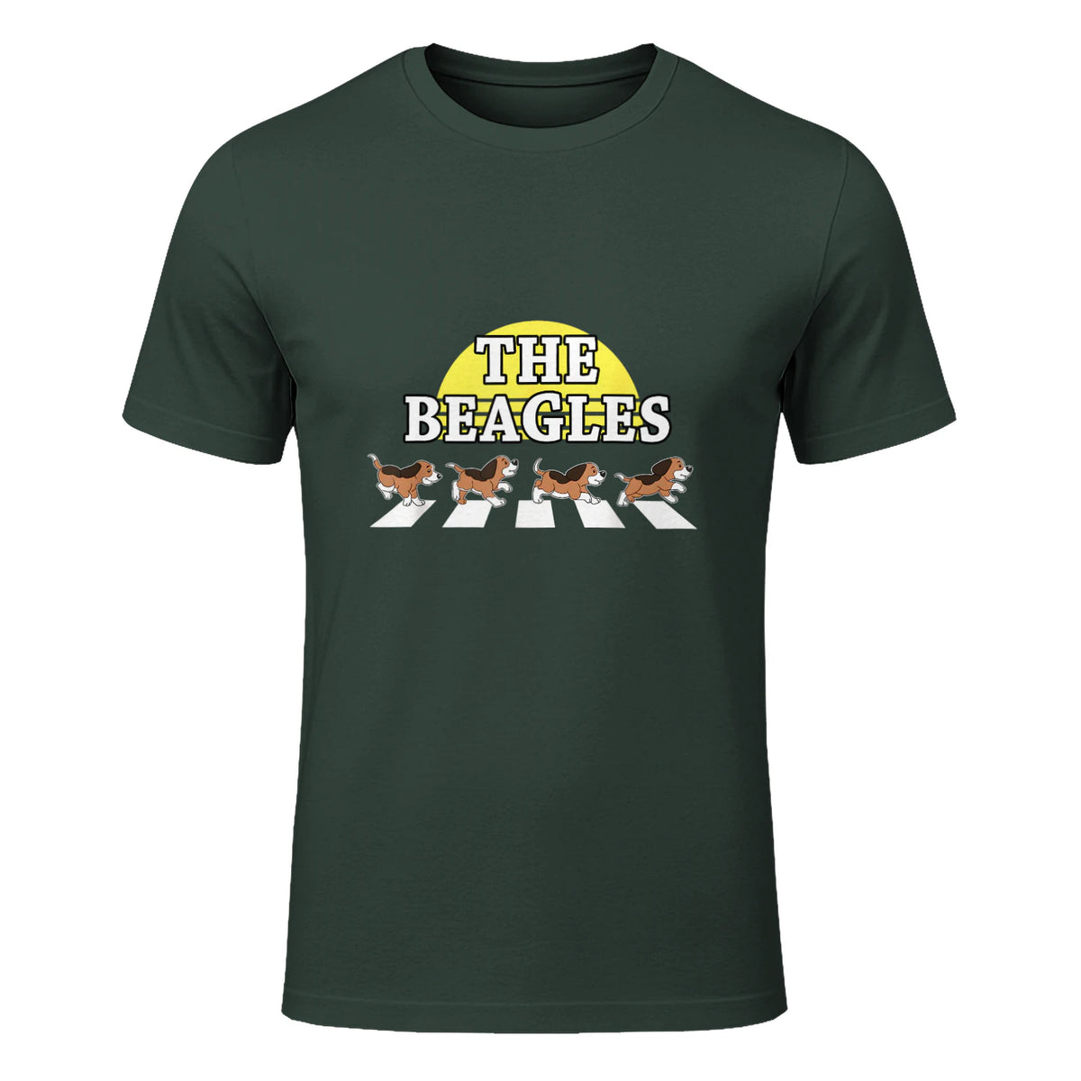 Drôle Les Beagles Beagle Dog Sitter Doggy Puppy Crosswalk in Forest Green - front view