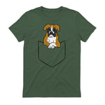 Chien Boxer dans la poche Chien Boxer in Military Green - back view