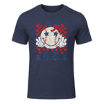Retro Baseball Sister I'm Just Here for The Snacks Girls Mom T-Shirt in Heather Navy - front view