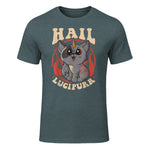 Cute & Funny Satanic Hail Lucipurr Rainbow Kitty Goth in Dark Heather - front view