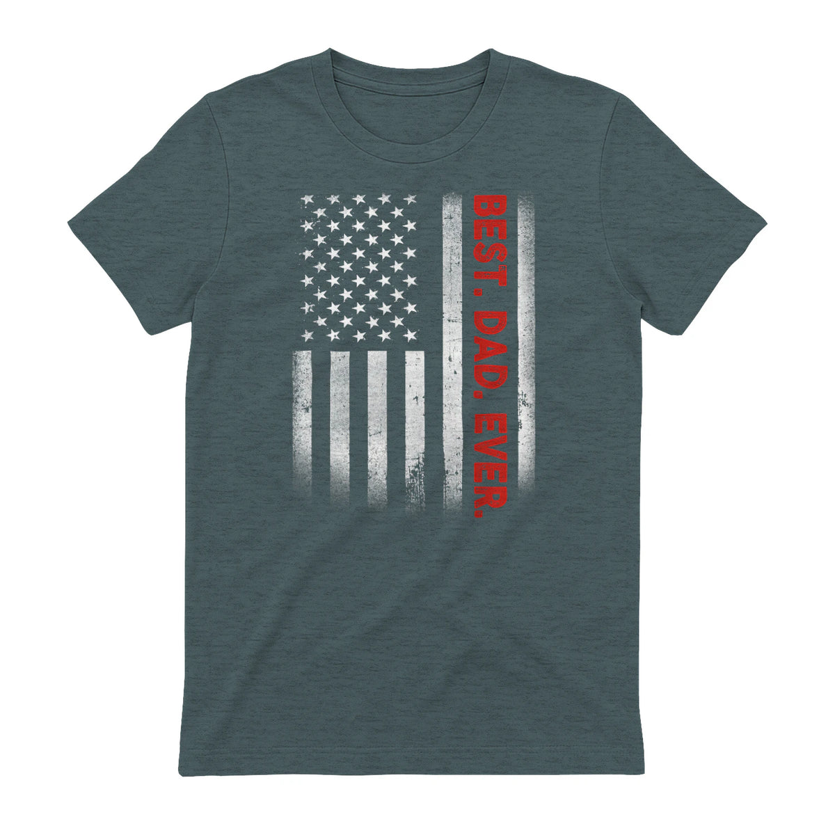 Best Dad Ever With US American Flag Gift For Father's Day in Dark Heather - back view
