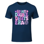 In My Double Digits Era Tenth Birthday Girl T-Shirt in Navy - front view