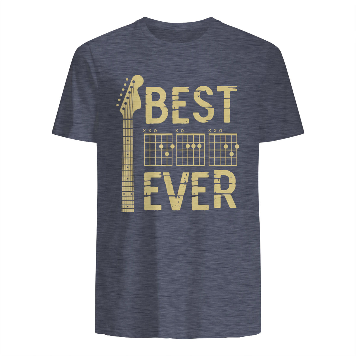Best Dad Ever Guitar Chord T-Shirt in Heather Navy - back view