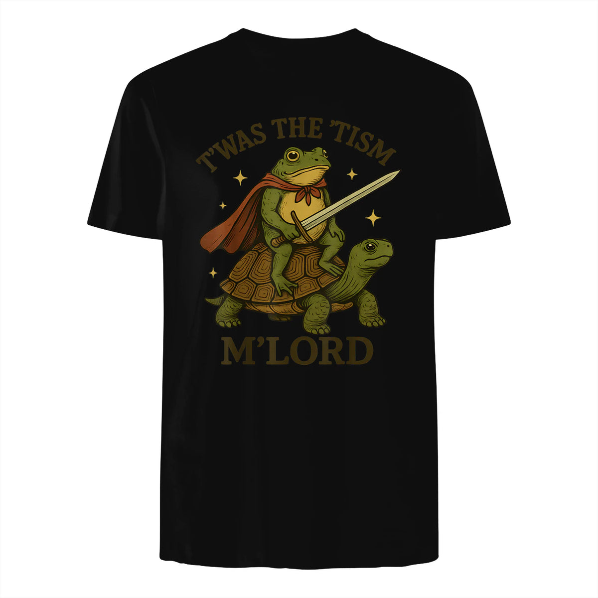 Twas the Tism Vintage Frog Autism T-Shirt in Black - back view