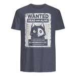 Schrödinger's Cat Wanted Dead And Alive Physics Physicist T-Shirt in Heather Navy - back view