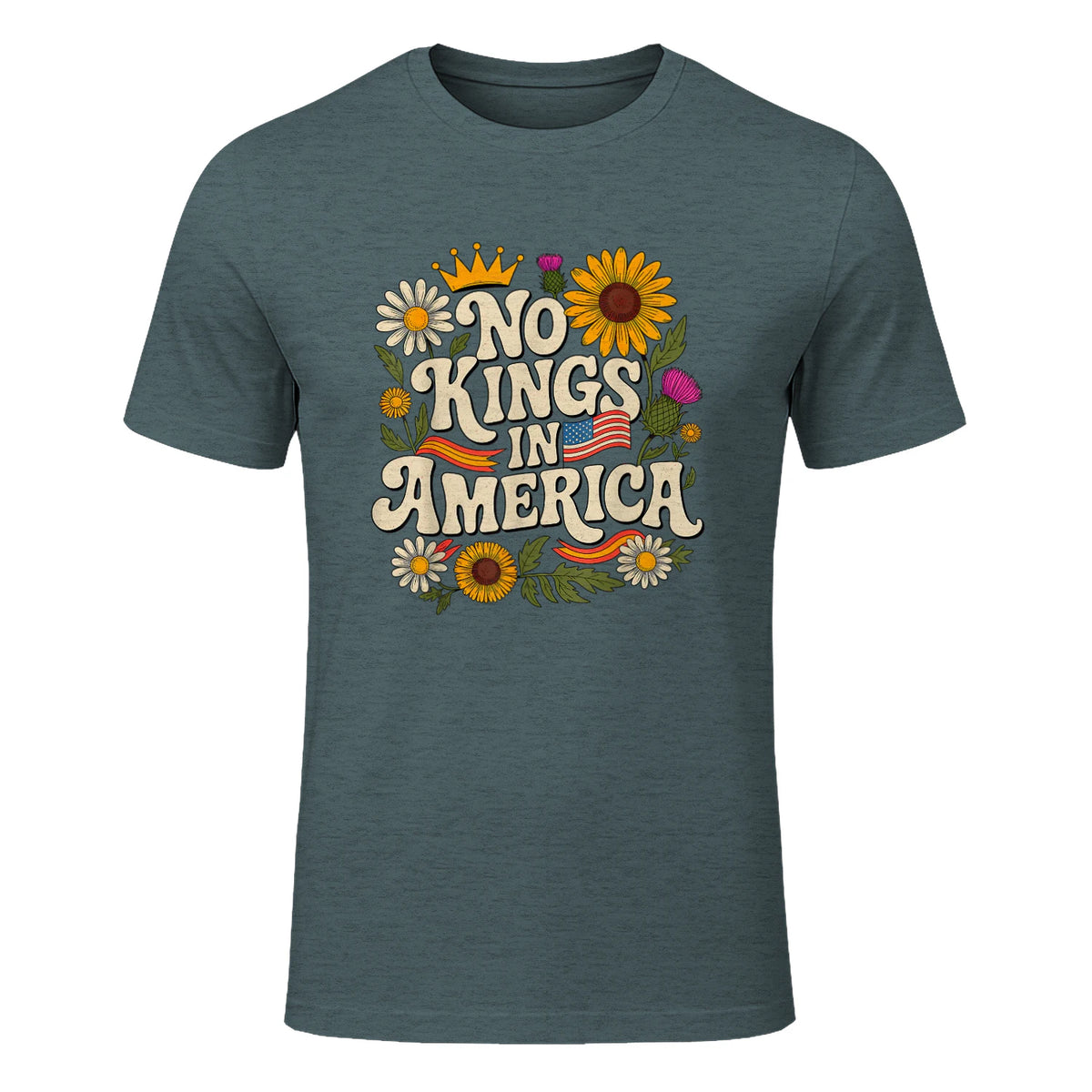 No King in America T-Shirt in Dark Heather - front view