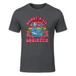 Daddy's Lil Squirter Joke T-Shirt in Charcoal - front view