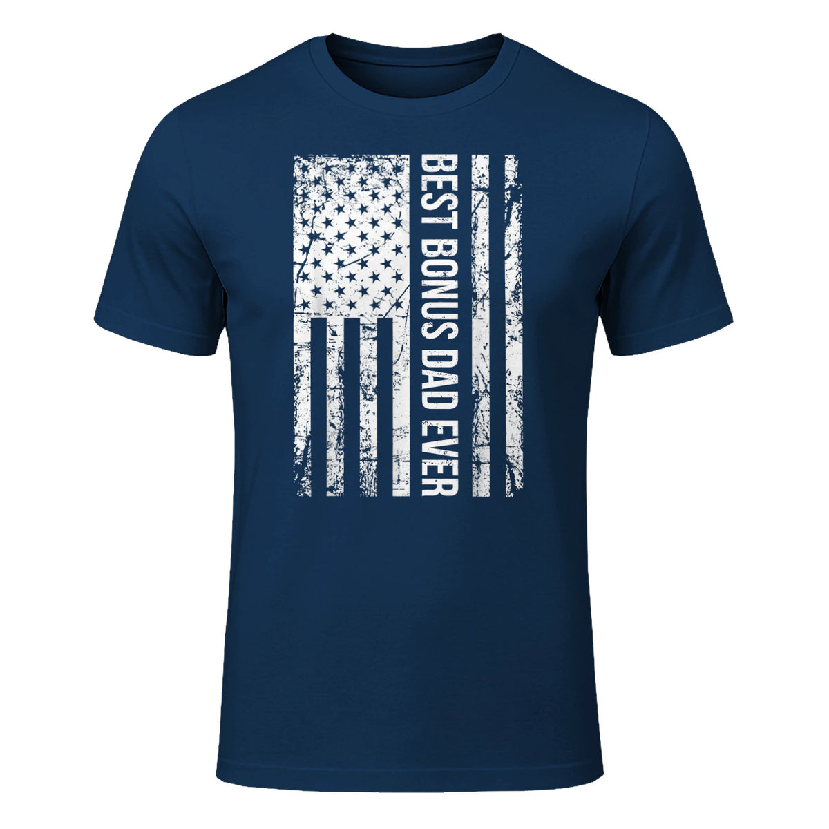 Step Dad Best Bonus Dad Ever For Stepdad American Flag in Navy - front view
