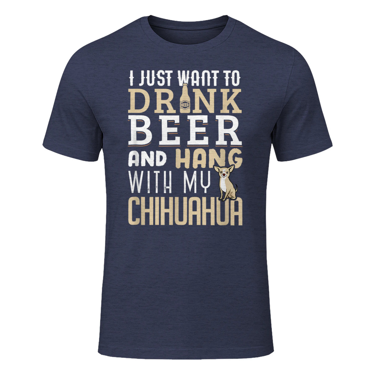 Drôle fête des pères amoureux des chiens Chihuahua Papa Shirt in Heather Navy - front view