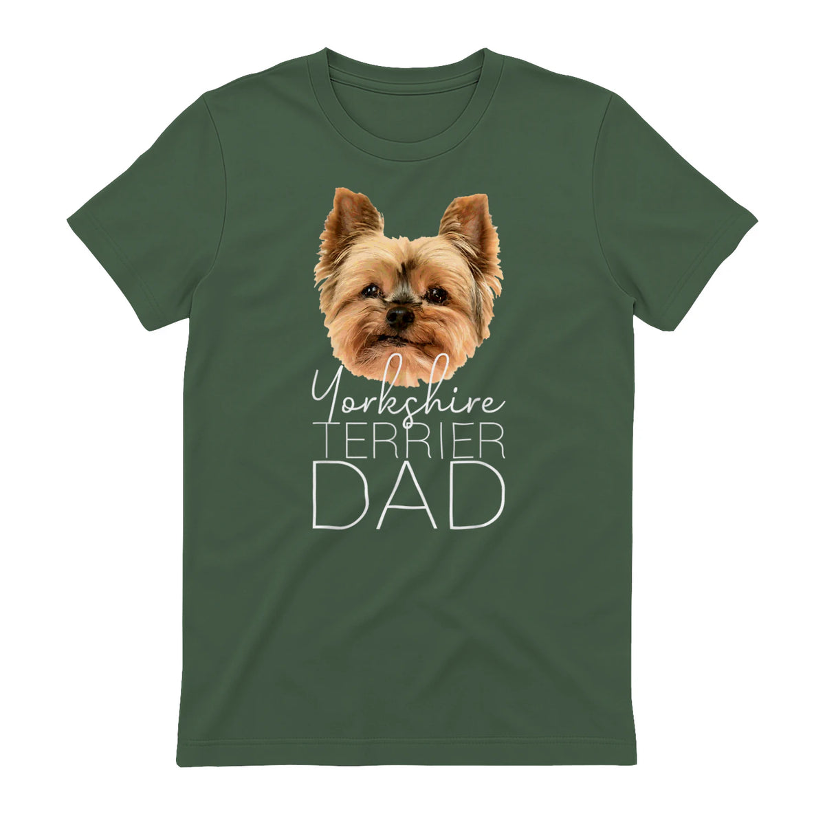 Dog Dad Yorkshire Terrier – Chien Papa in Military Green - back view