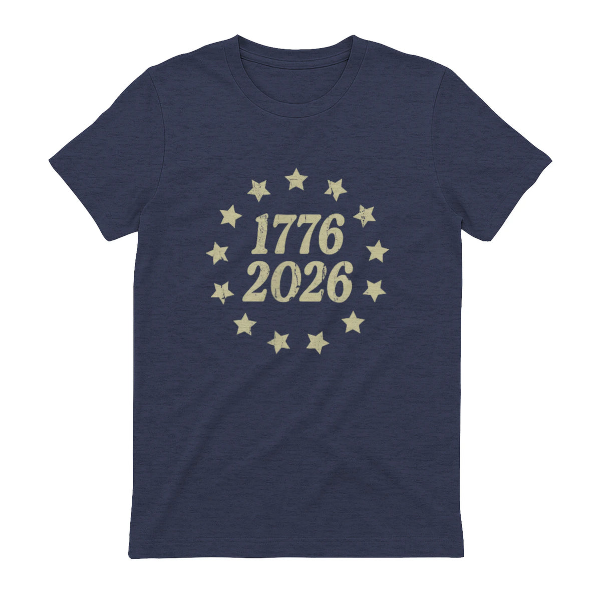American Flag Front and Back Anniversary T-Shirt in Heather Navy - back view