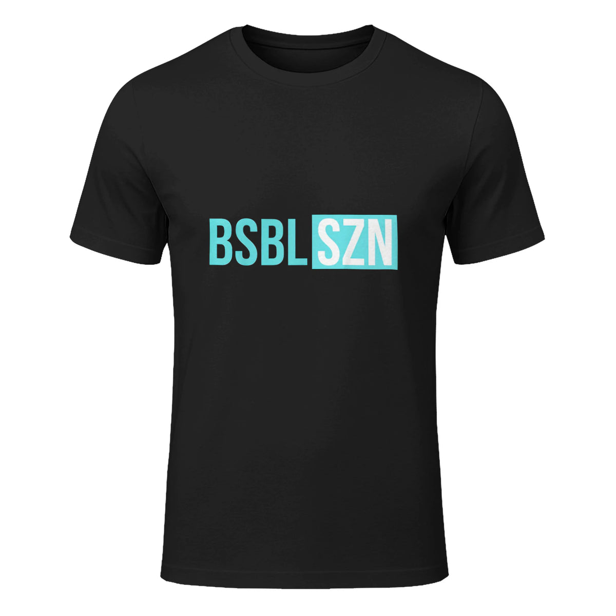 BSBL SZN Baseball Season Game Day Boys Girls Youth T-Shirt in Black - front view