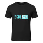 BSBL SZN Baseball Season Game Day Boys Girls Youth T-Shirt in Black - front view