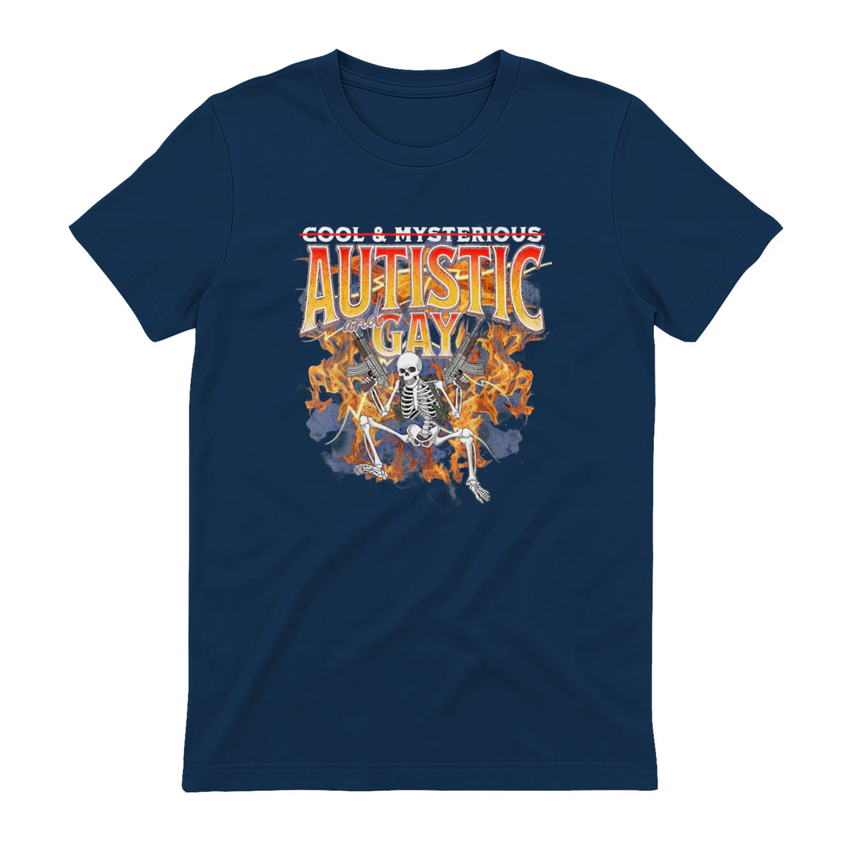 Autism Meme Funny Tism Squelette Autistique et Gay Humour in Navy - back view
