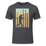 Baseball Drip Boys Dripping Ice Cream Baseball American Flag T-Shirt in Charcoal - front view