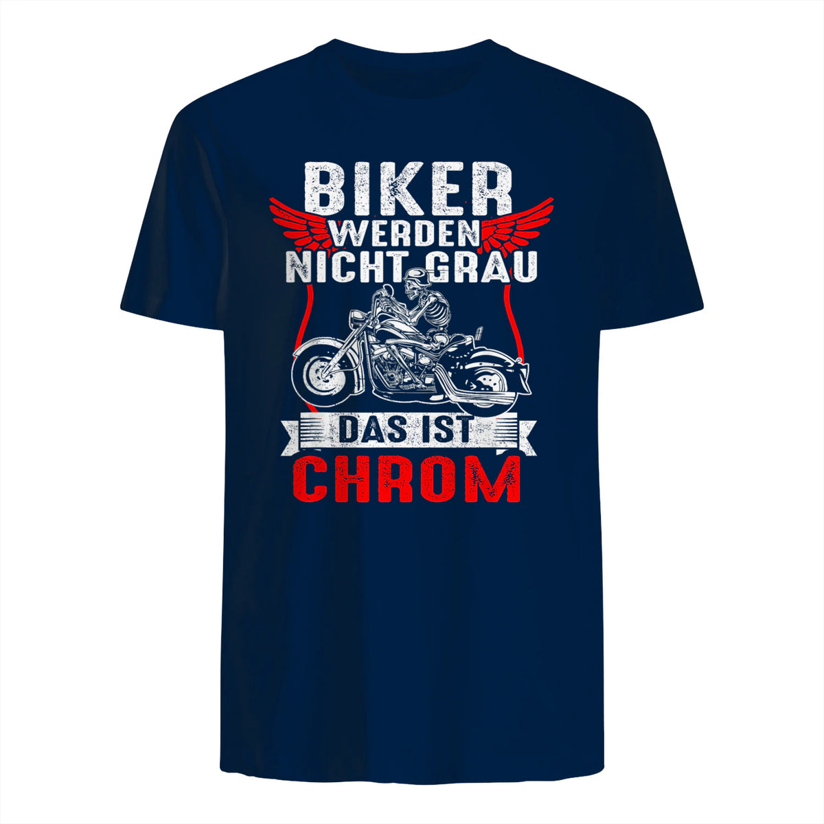 Biker Werden Nicht Grau Das Ist Chrom Motorradfahrer Biker in Navy - back view