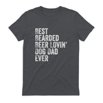 Best Bearded Beer Lovin Dog Dad T-Shirt Pet Lover Owner Gift in Charcoal - back view