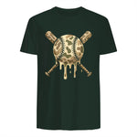 Baseball Drip Camo Baseball Bats Boys Sports Cool Game Day T-Shirt in Forest Green - back view