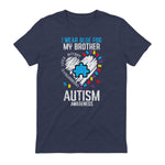 Blue for My Brother Autism Awareness Family Sister Sibling in Heather Navy - back view