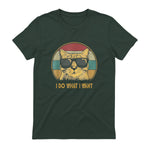 Retro I do What I Want cat Funny cat Lover T-Shirt Small in Forest Green - back view