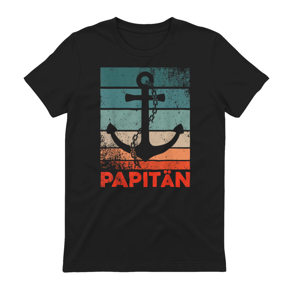Papitän Papa und Kapitän Lustiges Retro Anker Vatertag in Black - back view