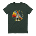NASA Shuttle Launch Into Rainbow Premium Graphic T-Shirt T-Shirt UK in Forest Green - back view