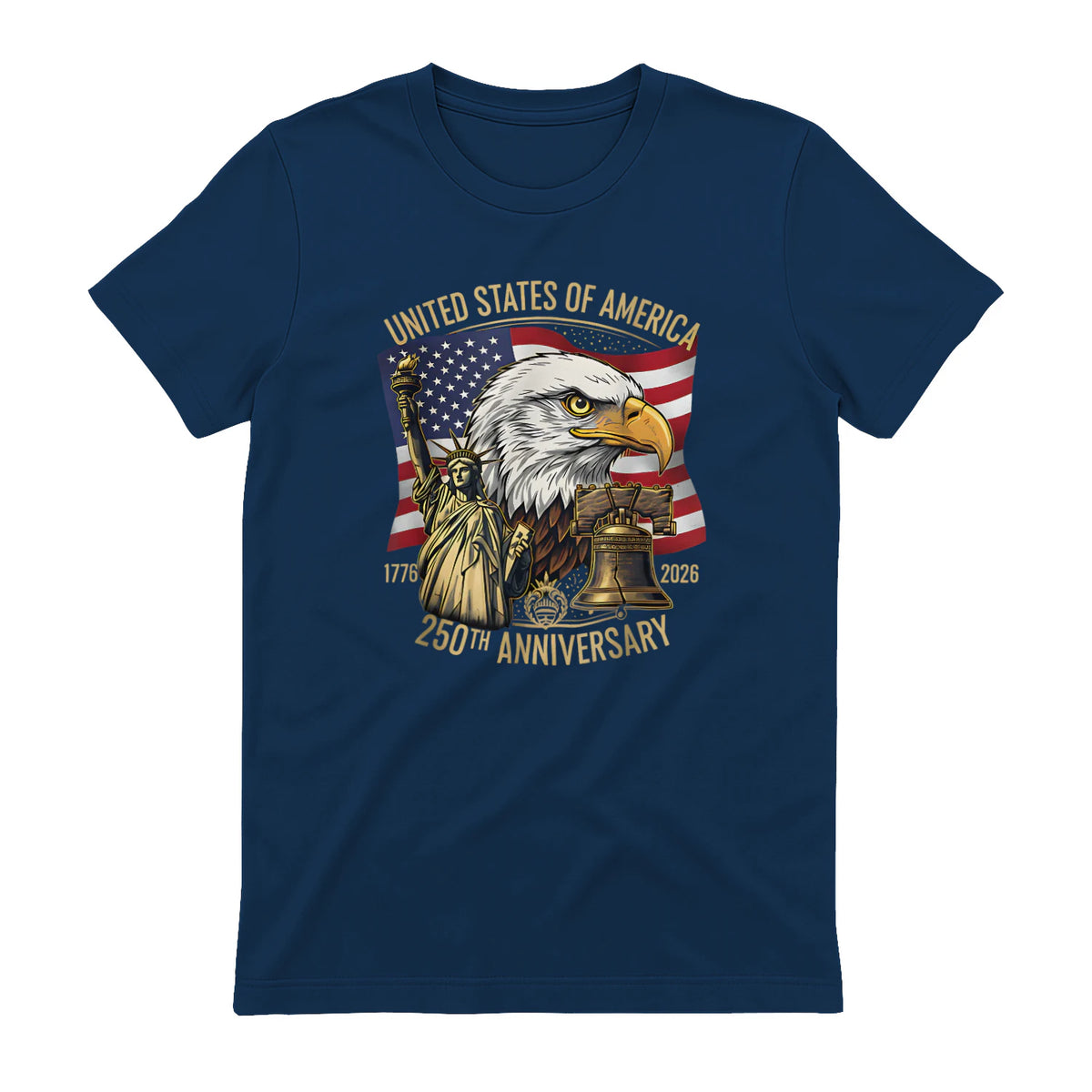Anniversary Eagle Liberty Bell T-Shirt in Navy - back view