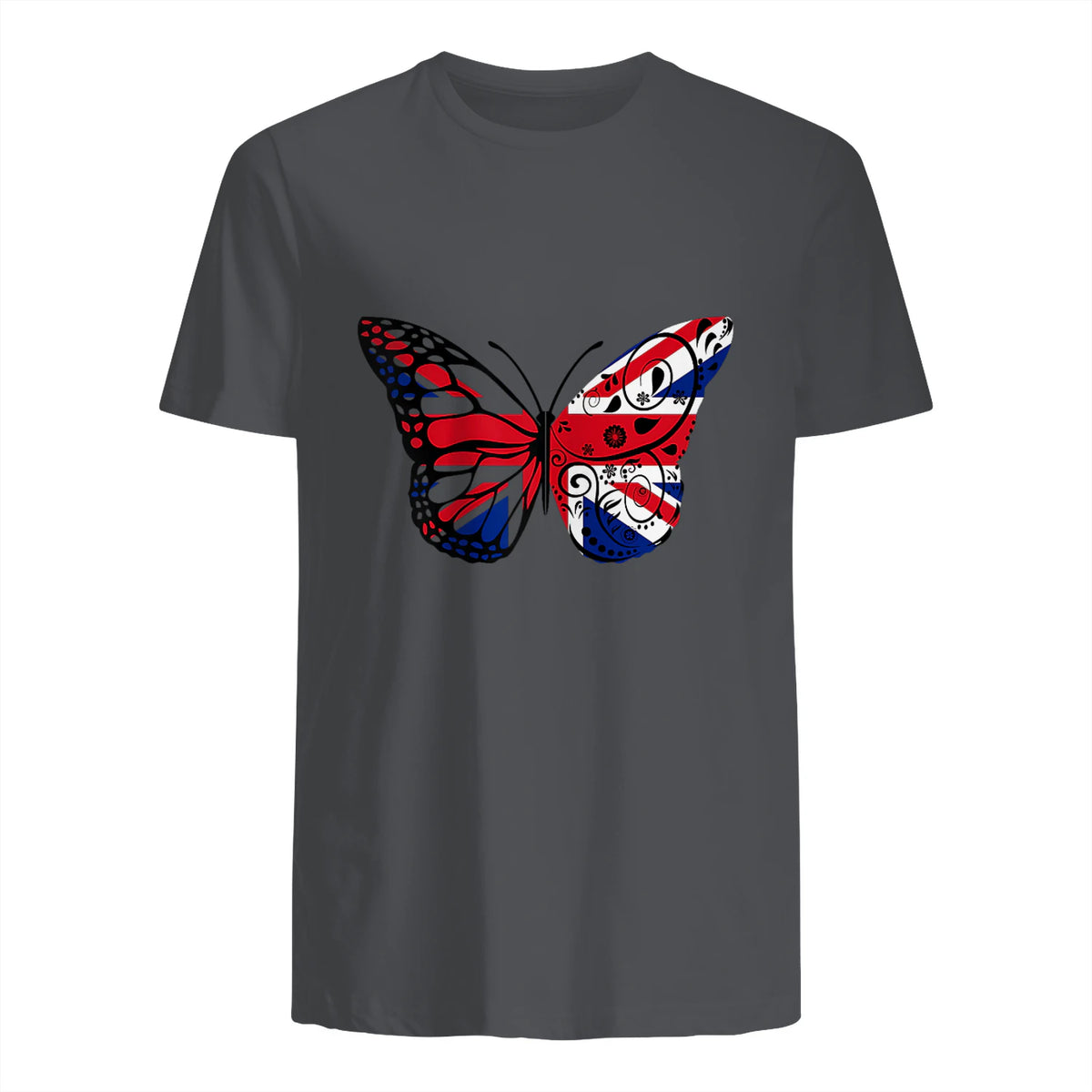Union Jack Butterfly Butterflies Flag Wings British UK Flag in Charcoal - back view