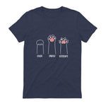 Introvert Cat Animal Rescue Pet Lover Apparel Rock Paper Scissors Hand Game Cute Paw Funny Cat T-Shirt in Heather Navy - back view