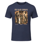 Black Cowboy Western Rodeo Melanin Black History Texas Men T-Shirt in Heather Navy - front view