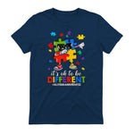 It's OK to Be Different Dabbing Puzzle Autism Awareness Kids in Navy - back view