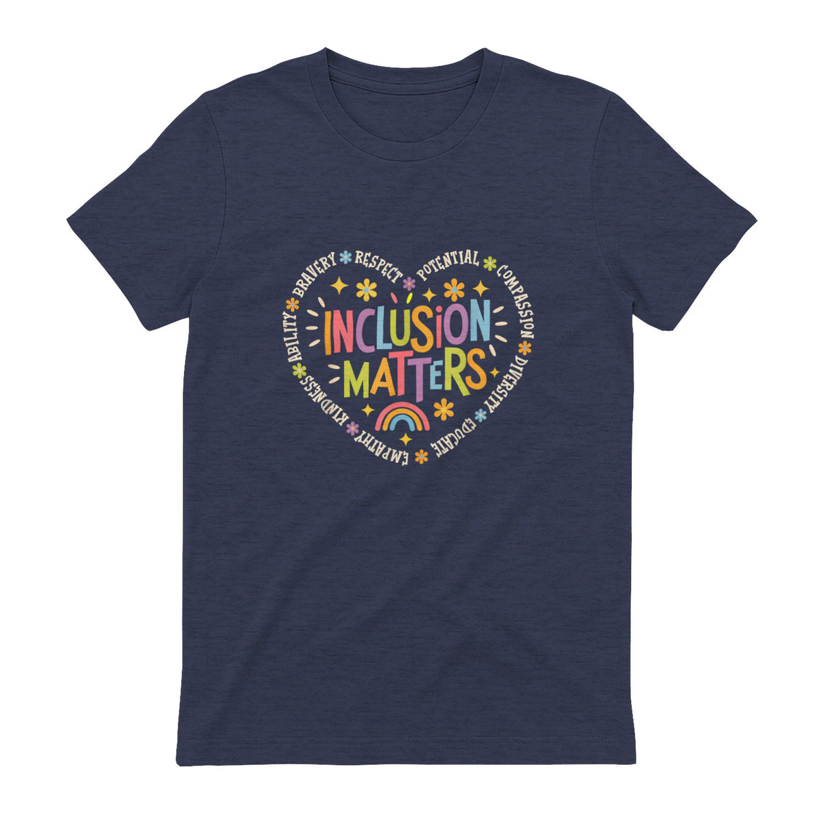Inclusion Matters Special Education Teacher Autism Awareness in Heather Navy - back view