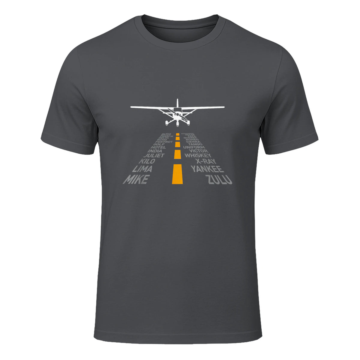 Avion RC Pilot Aéroport Piste Phonetic Alphabet Petit Avion in Charcoal - front view