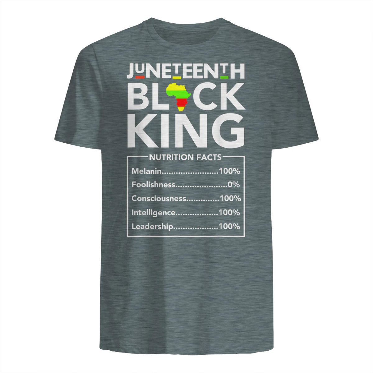 Juneteenth Black King Nutritional Facts Melanin Men Father in Dark Heather - back view