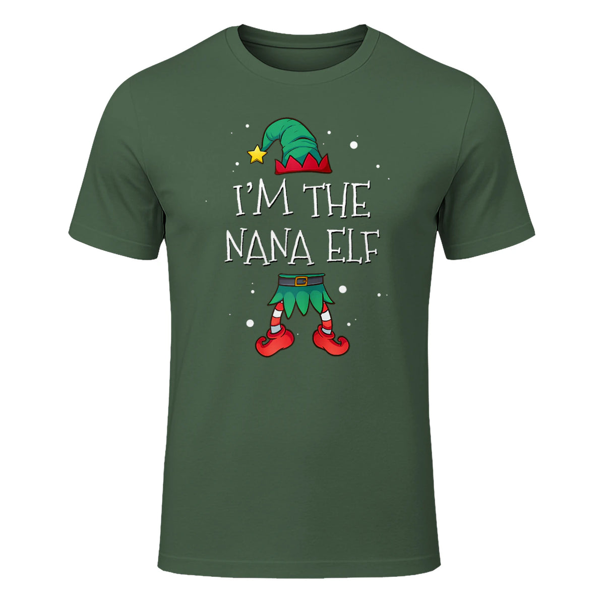 I'm The Nana Elf Shirt Matching Family Outfits Christmas in Military Green - front view