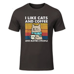 I Like Cats and Coffee and Maybe Three People T-Shirt in Dark Chocolate - front view