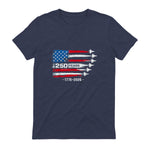 American Fourth of July Anniversary T-Shirt in Heather Navy - back view