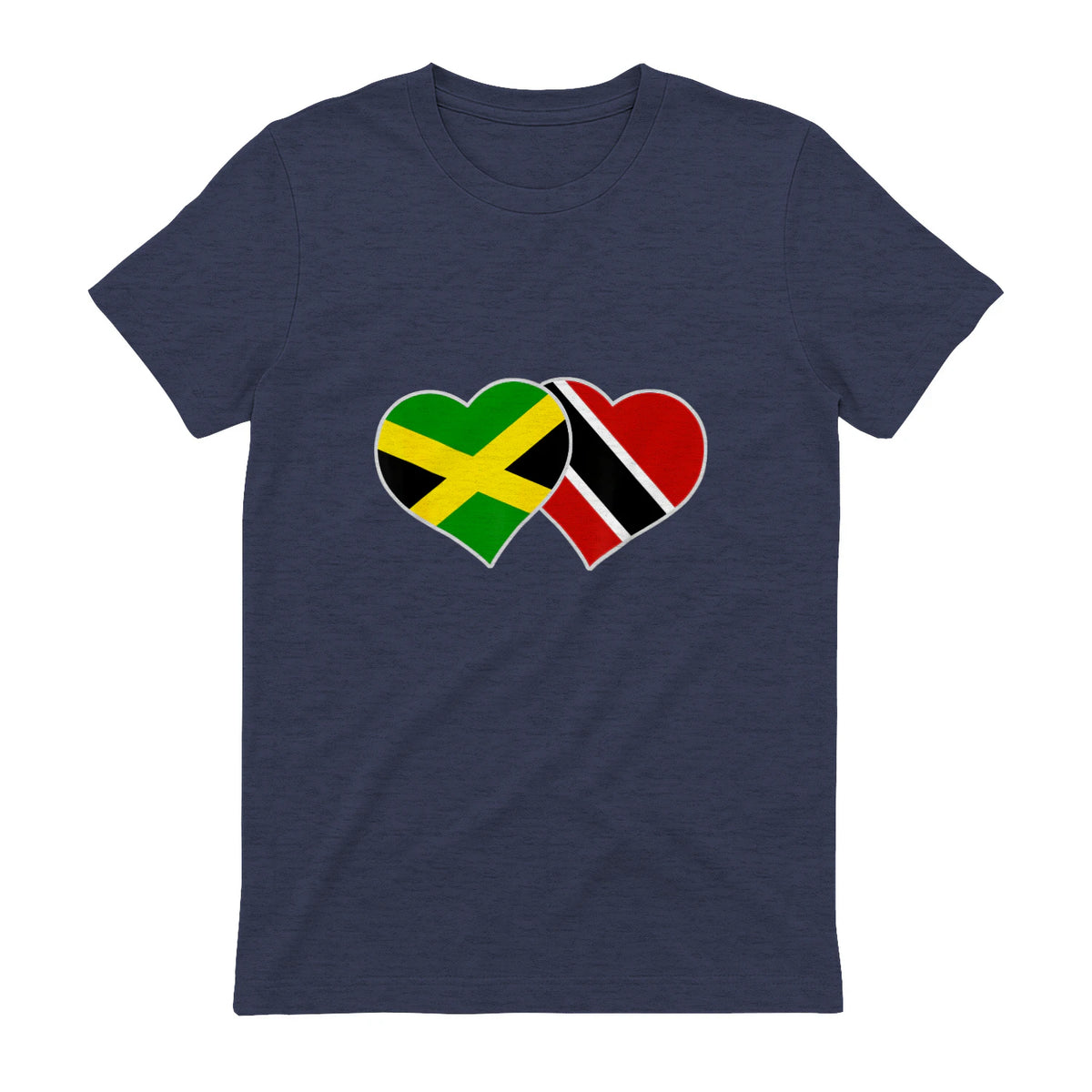Trinidadian Jamaican Heart Love Jamaica Trinidad Flag in Heather Navy - back view
