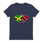 Trinidadian Jamaican Heart Love Jamaica Trinidad Flag in Heather Navy - back view
