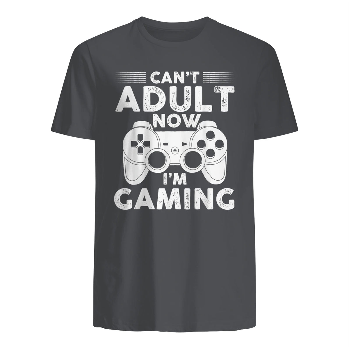 I Can't Adult Now I'm Gaming Gamer Console T-Shirt in Charcoal - back view