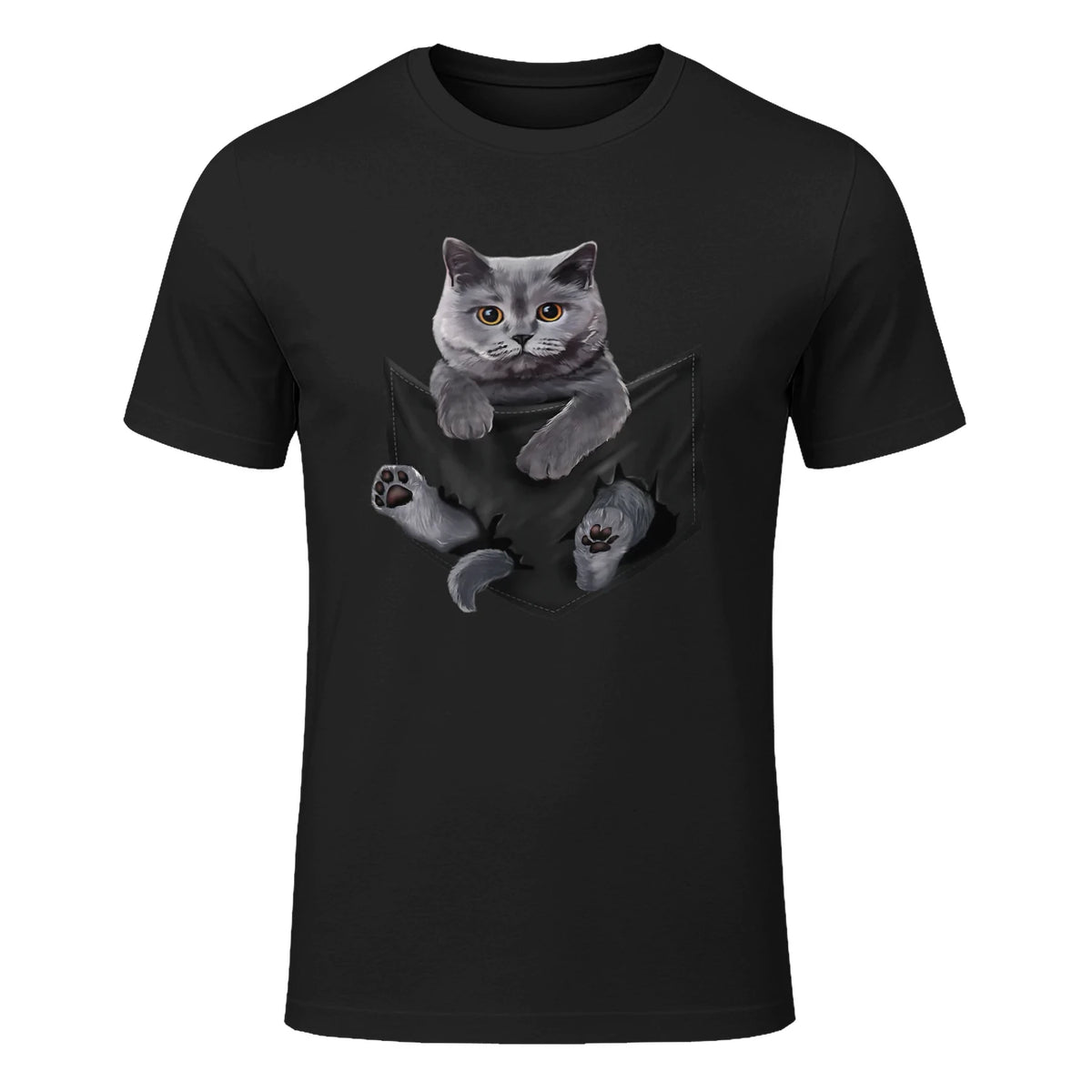 Cat Lovers British Shorthair In Pocket Fun Kitten in Black - front view