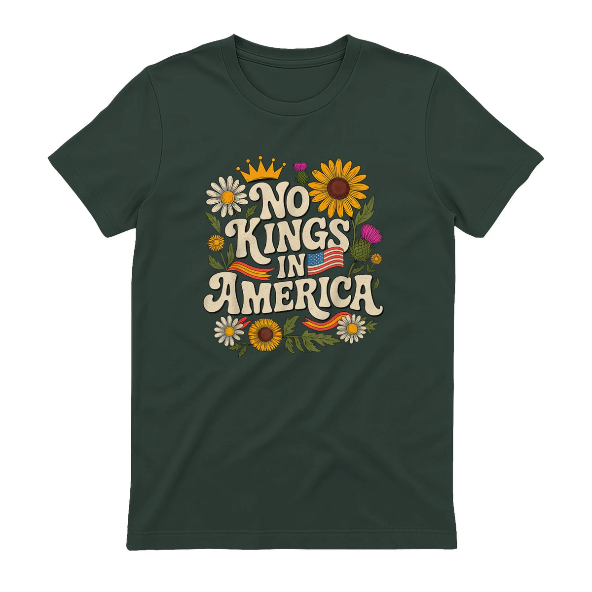 No King in America T-Shirt in Forest Green - back view