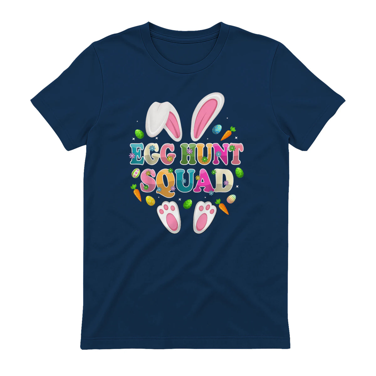 Egg Hunt Squad Bunny Happy Easter Day in Navy - back view